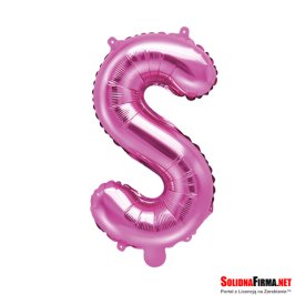 Balon foliowy Litera "S" - ciemnoróżowy - 35cm