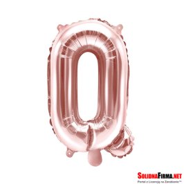 Balon foliowy Litera "Q" - różowe-złoto - 35cm