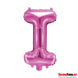 Balon foliowy Litera "I" - ciemnoróżowy - 35cm