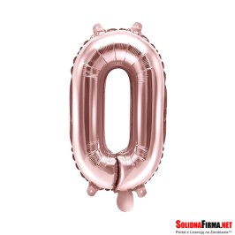 Balon foliowy Cyfra "0" - różowe-złoto - 35cm