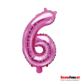 Balon foliowy Cyfra "6" - ciemnoróżowy - 35cm