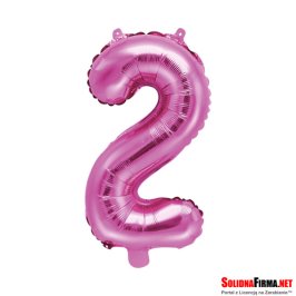 Balon foliowy Cyfra "2" - ciemnoróżowy - 35cm