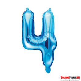 Balon foliowy Cyfra "4" - niebieski - 35cm