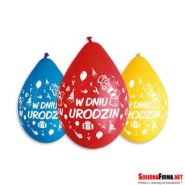 Balony Urodzinowe - "W Dniu Urodzin" - 5 sztuk - 12" - wiszące