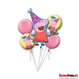 Bukiet Balonów foliowych - Świnka Peppa - Zestaw Duży