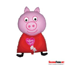 Balon Foliowy Świnka - I Love You