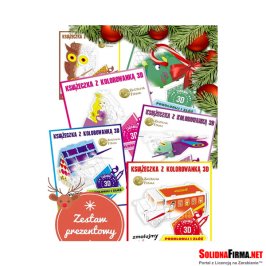 Gotowy Zestaw Prezentowy - Zestaw 6 kolorowanek 3D z bajkami dydaktycznymi i planszami - opakowanie świąteczne gratis