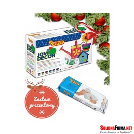 Gotowy Zestaw Prezentowy - Zestaw Glina Biała Samowysychająca 1 kg i Zestaw Farb Dekoracyjnych Kryjących - opakowanie świąteczne gratis