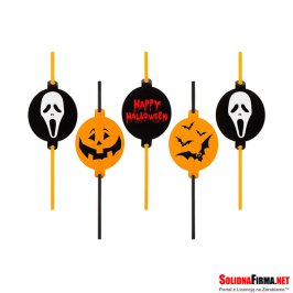 Rurki (słomki) z medalionem "Halloween", 5 sztuk