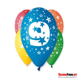 Balon 12" z nadrukiem "9"- 5 szt.