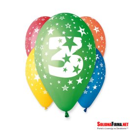 Balon 12" z nadrukiem "3"- 5 szt.