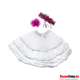 Zestaw na Wieczór Panieński, biała spódnica (spódnica, podwiązka, broszka)