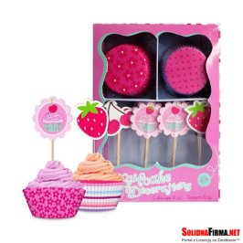 Dekoracje do Muffinek "Babeczki" (24 x podstawki papierowe; 24 x pikery)