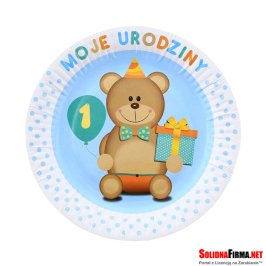 Talerzyki papierowe "Moje 1 Urodziny", niebieskie, 18 cm / 6 szt.