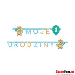 Girlanda "Moje 1 Urodziny", 1 szt., niebieska, 1.9 m