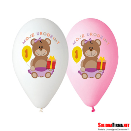 Balony Premium "Moje 1 Urodziny", nad. kolorowy, dla dziewczynki