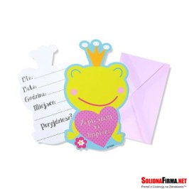 Zaproszenia - Księżniczka - wersja PL - 6 zaproszeń z kopertami