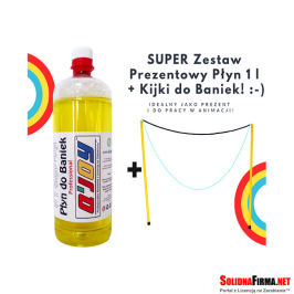 Bańkowy Zestaw Prezentowy – Płyn do baniek 1l + Kijki MEGA