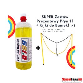 Bańkowy Zestaw Prezentowy – Płyn do baniek 1l + Kijki PODWÓJNE